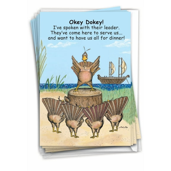 Pack of 12 Thanksgiving Cards Funny (1 Design, 12 Cards) - First Turkeys C3412TGG-B12x1