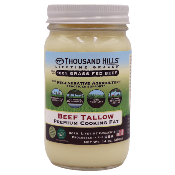 (Pack of 12) Thousand Hills Lifetime Grass-Fed Beef Tallow Shelf Stable 14 Oz