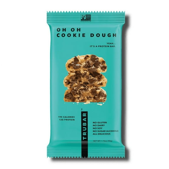 (Pack of 12) TruBar Oh Oh Cookie Dough Plant-Based Protein Bar, 1.76 oz