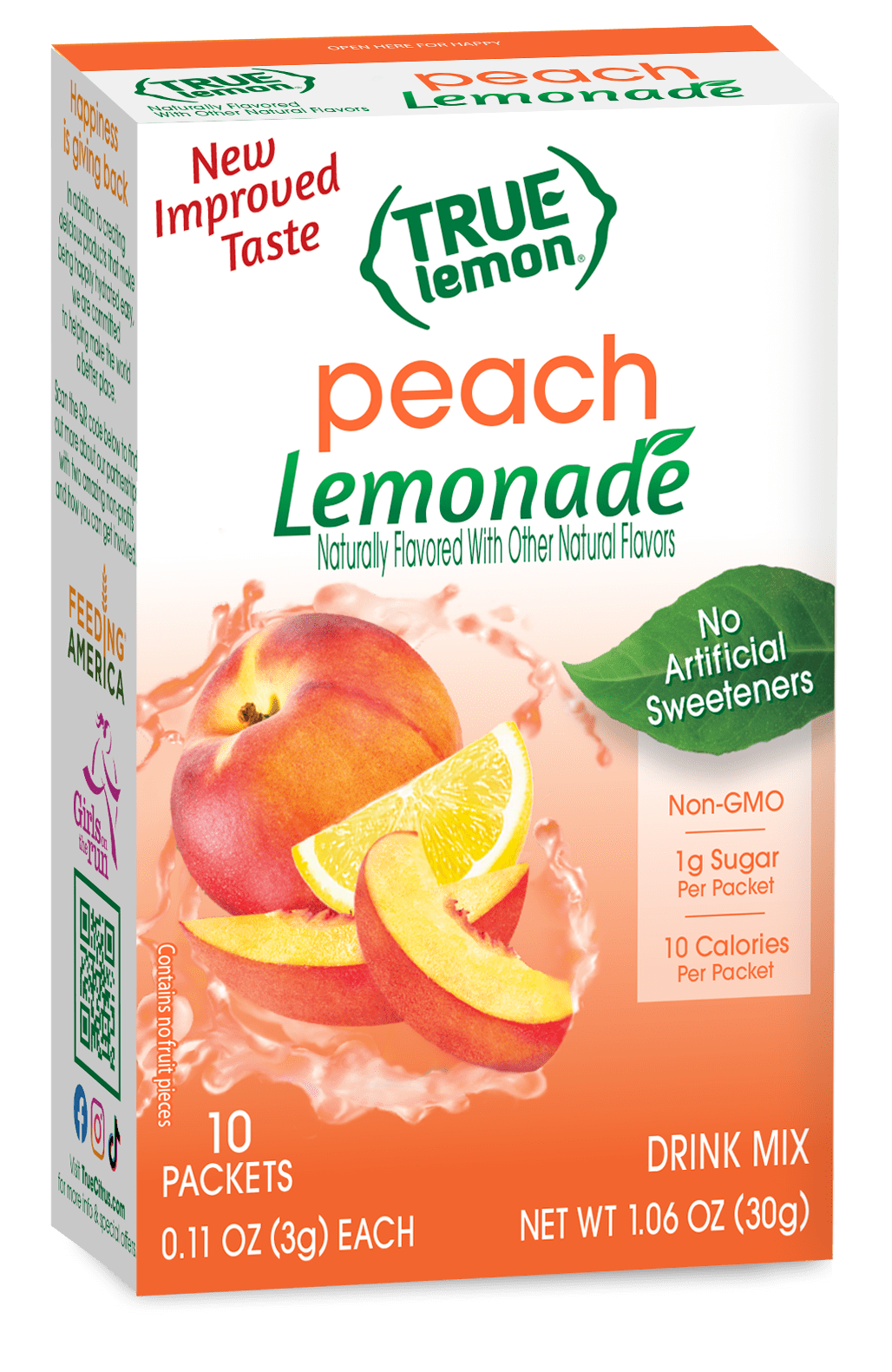 Pack of 12, True Citrus Peach Lemonade Drink Mix, 1.06 oz