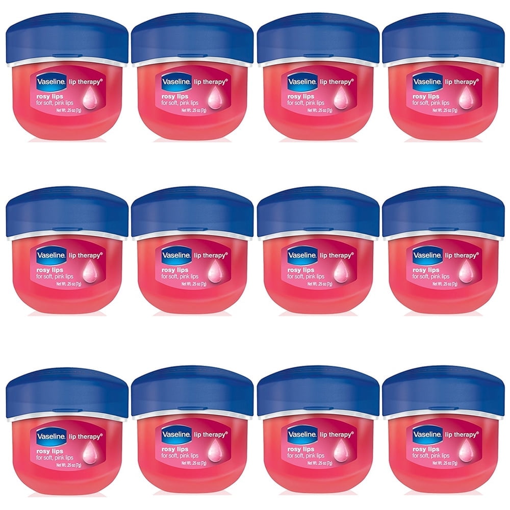 Pack of (12) Vaseline Lip Therapy Lip Balm Mini, Rosy, 0.25 oz