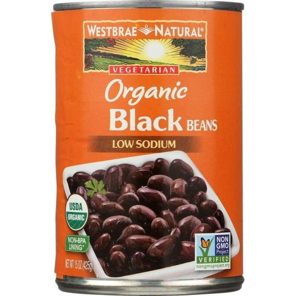 Pack of 12, Westbrae Low Sodium Organic Black Beans, 15 oz