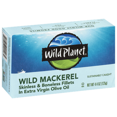 (Pack of 12) Wild Planet Mackerel Wild Fillet in Extra Virgin Olive Oil 4.4 Oz