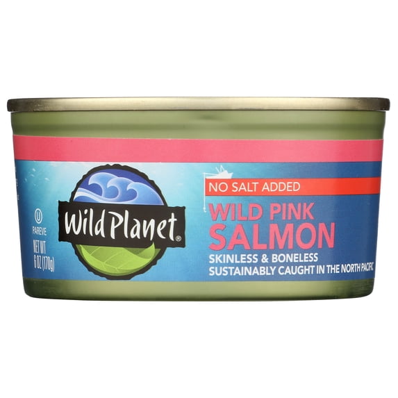 Pack of 12, Wild Planet Wild Pink Salmon No Salt Added, 6 oz