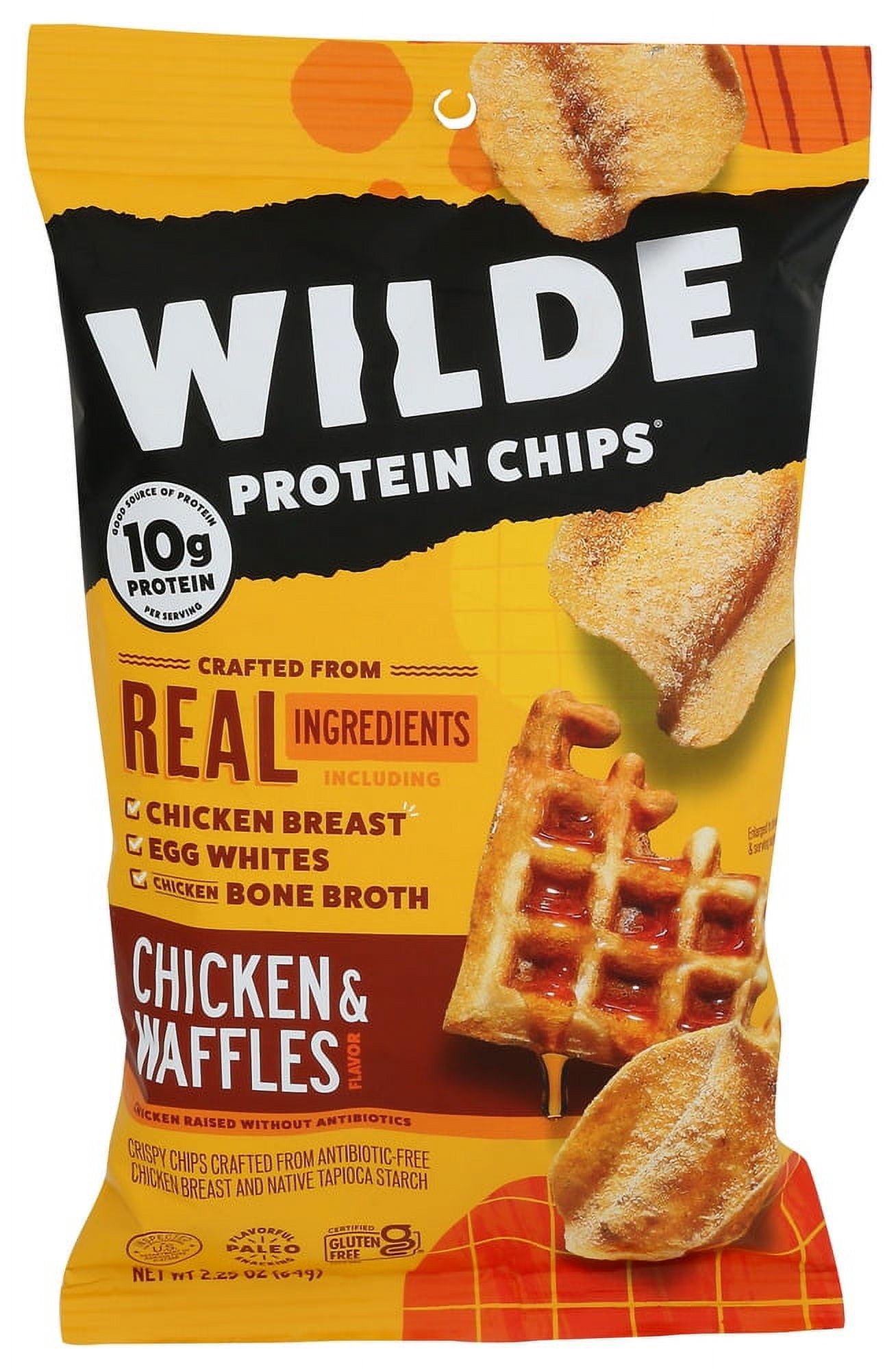 (Pack of 12) Wilde Snacks Protein Chips, Chicken & Waffles, 2.25oz