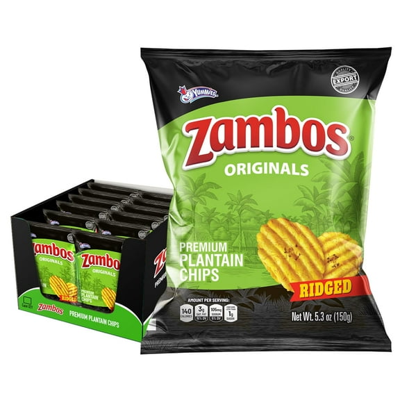 Pack of 12 Zambos Original Plantain Ridge Chips 5.3 oz