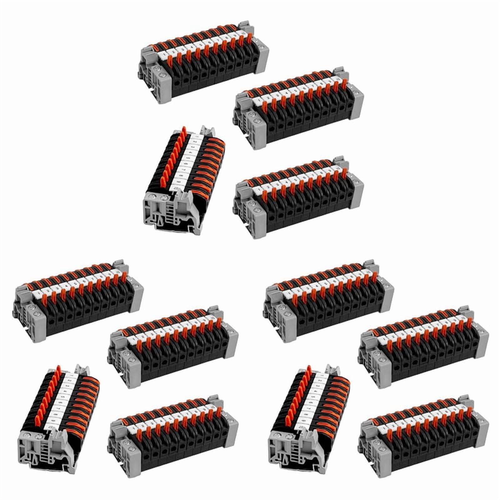 40 stuks serieklemmen DIN-rail, 0,08-4 mm² PCT-211 klemblok, doorgangsklem met markeringsstrips en rail, aansluitklemmen kits voor nauwkeurige leiding (40