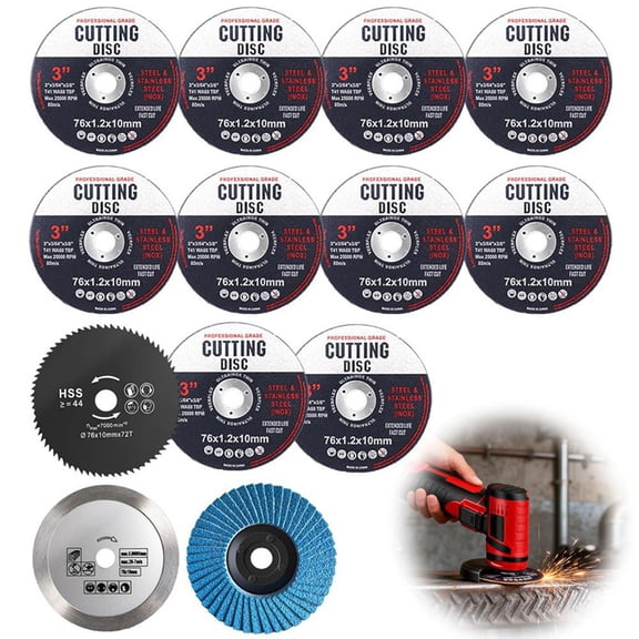 Pack of 13 Cutting Discs, Angle Grinder Discs for 10 mm Bore, Angle Grinder Discs for Cutting Metal, Stone, Wood,Plastic