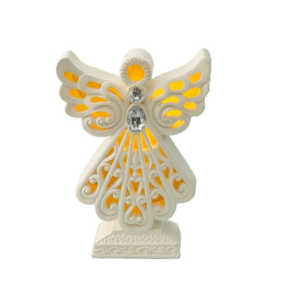 Pack of 14 Glowing ivory color angel statue with LED light Christmas Holiday Baptism party favor/decoration