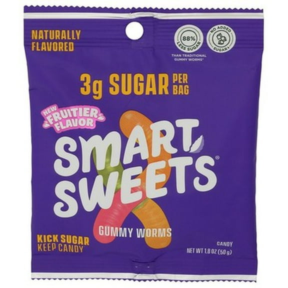 (Pack of 14) SmartSweets Candy Gummy Worms 1.8 Oz