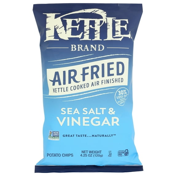 Pack of 15, Kettle Foods Sea Salt & Vinegar Air Fried Potato Chips, 4.25 oz