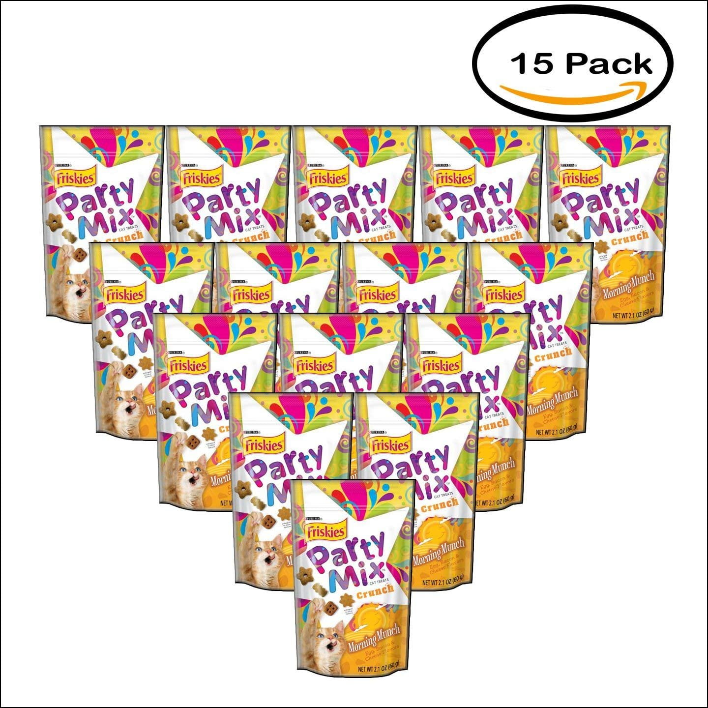 Pack of 15 Purina Friskies Party Mix Crunch Morning Munch Cat Treats