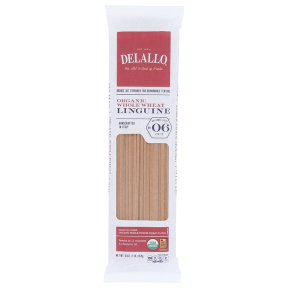 Pack of 16, Delallo Organic Whole Wheat Linguine Pasta, 16 oz