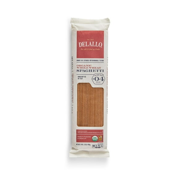 Pack of 16, Delallo Organic Whole Wheat Spaghetti #4, 16 oz