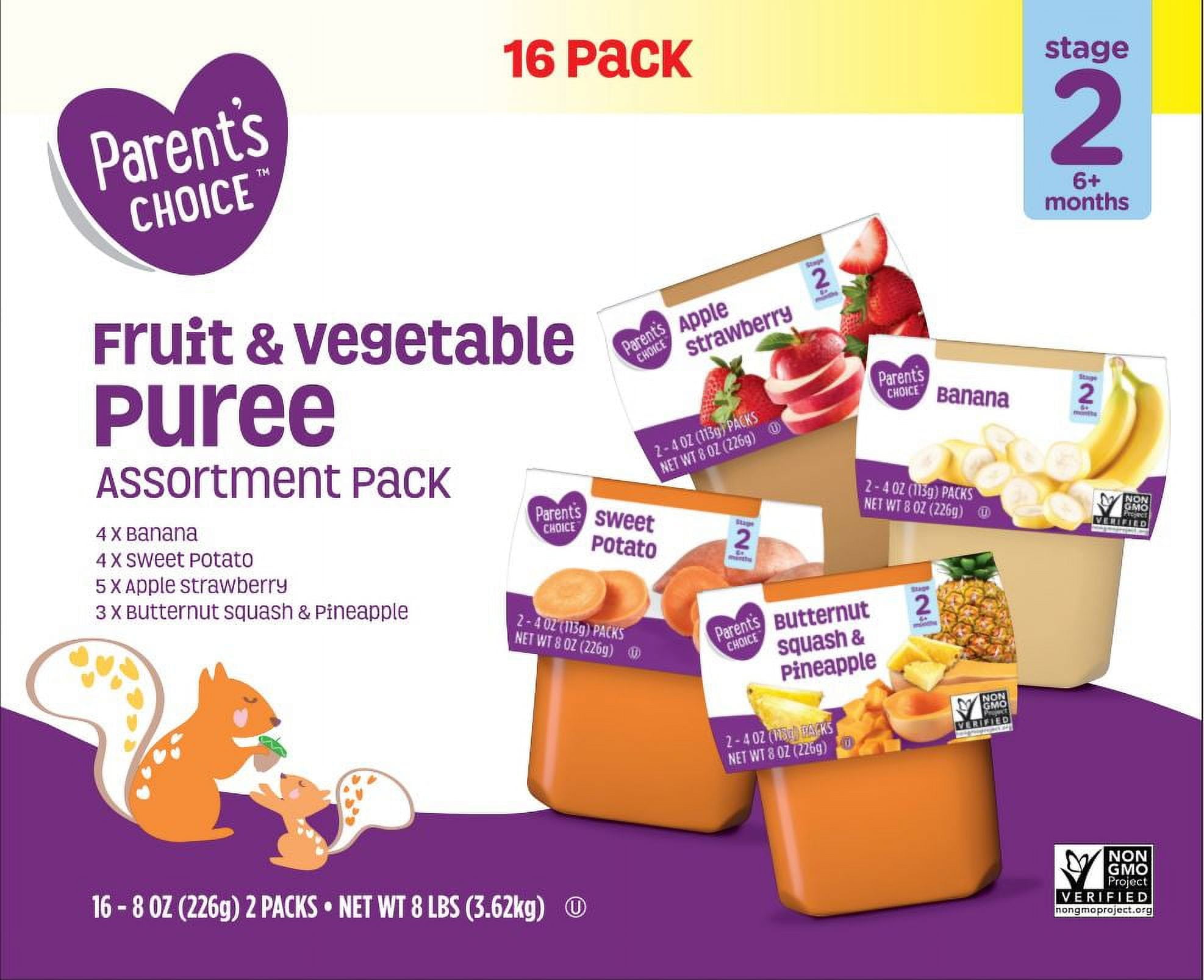 (Pack of 16) Parent's Choice Stage 2, Variety Pack Baby Food, 24 oz
