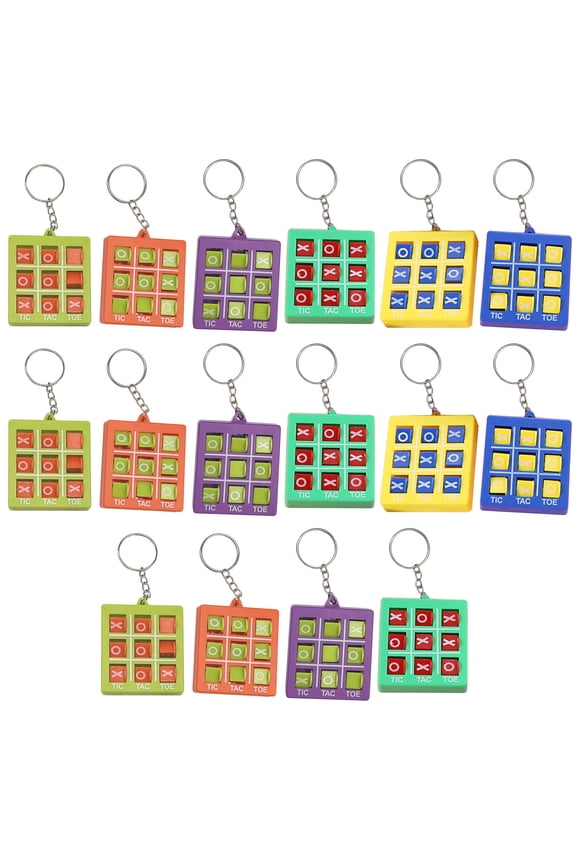 Pack of 16 Plastics Keyring Pendant Puzzle Game Charm Keychain Colorful Key Chain Accessories for Kids Backpacks