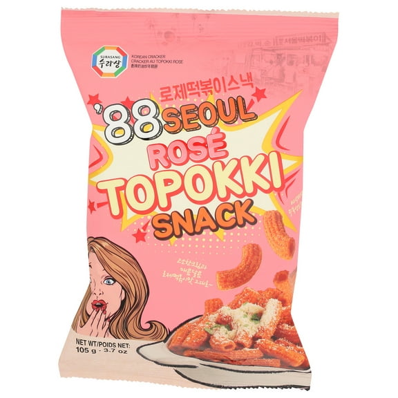Pack of 16 Surasang Seoul Topokki Rose 3.7 oz Snacks