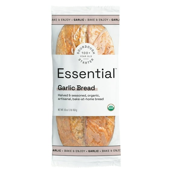 Pack of 16, The Essential Baking Comp Organic Artisanal Bake-at-Home Sourdough Garlic Bread, 16 oz