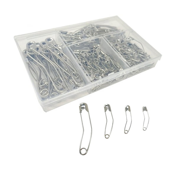 Pack of 160pcs Curved Safety Pins Stainless Steel Quilting Basting Pins in Plastic Box Includes 28mm/32mm/38mm/54mm Pins