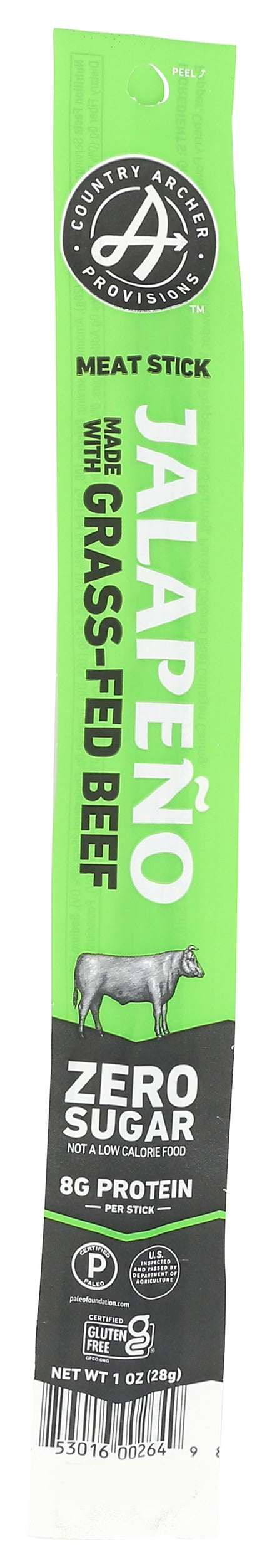 Pack of 18, Country Archer Jalapeño Grass-Fed Beef Stick, 1 oz