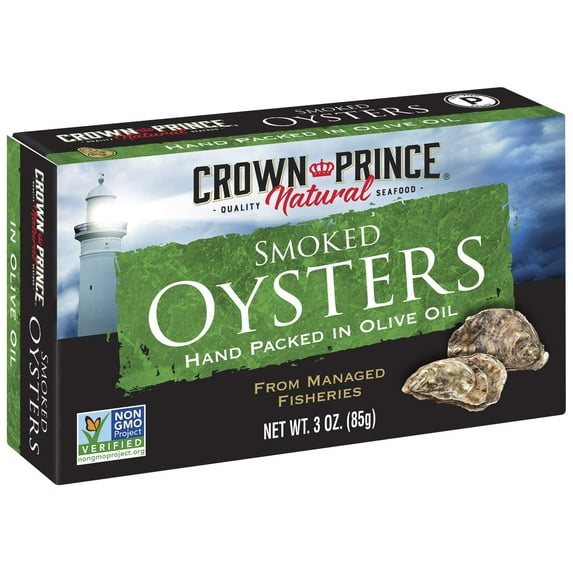 (Pack of 18) Crown Prince Natural Smoked Oysters in Olive Oil, 3 oz