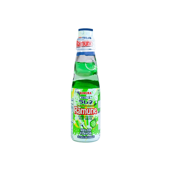 Pack of 18, Kimura Melon Flavor Ramune Soda, 6.76 oz