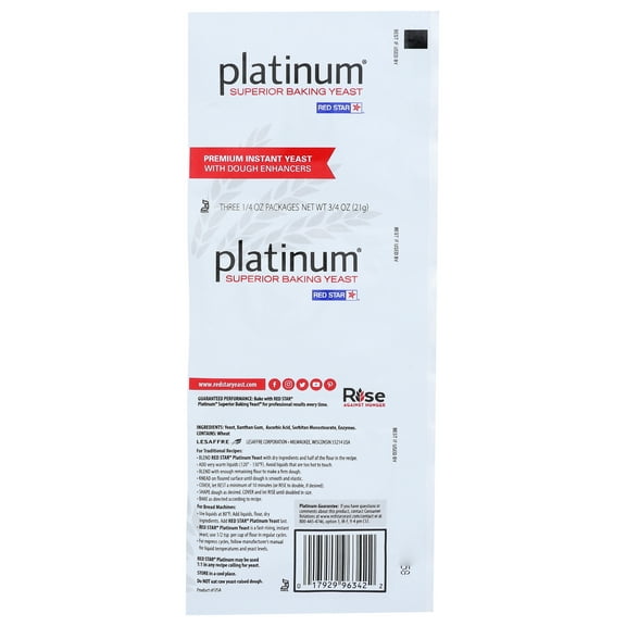 Pack of 18, Red Star Platinum Superior Baking Yeast, 0.75 oz