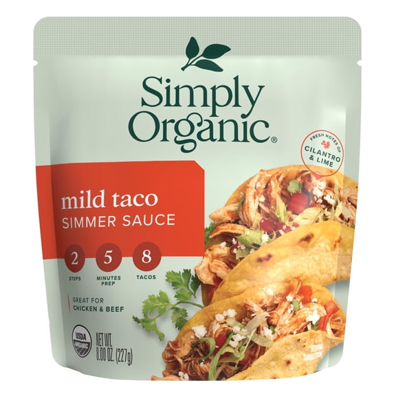 (Pack of 18) Simply Organic Mild Taco Simmer Sauce 8 Oz