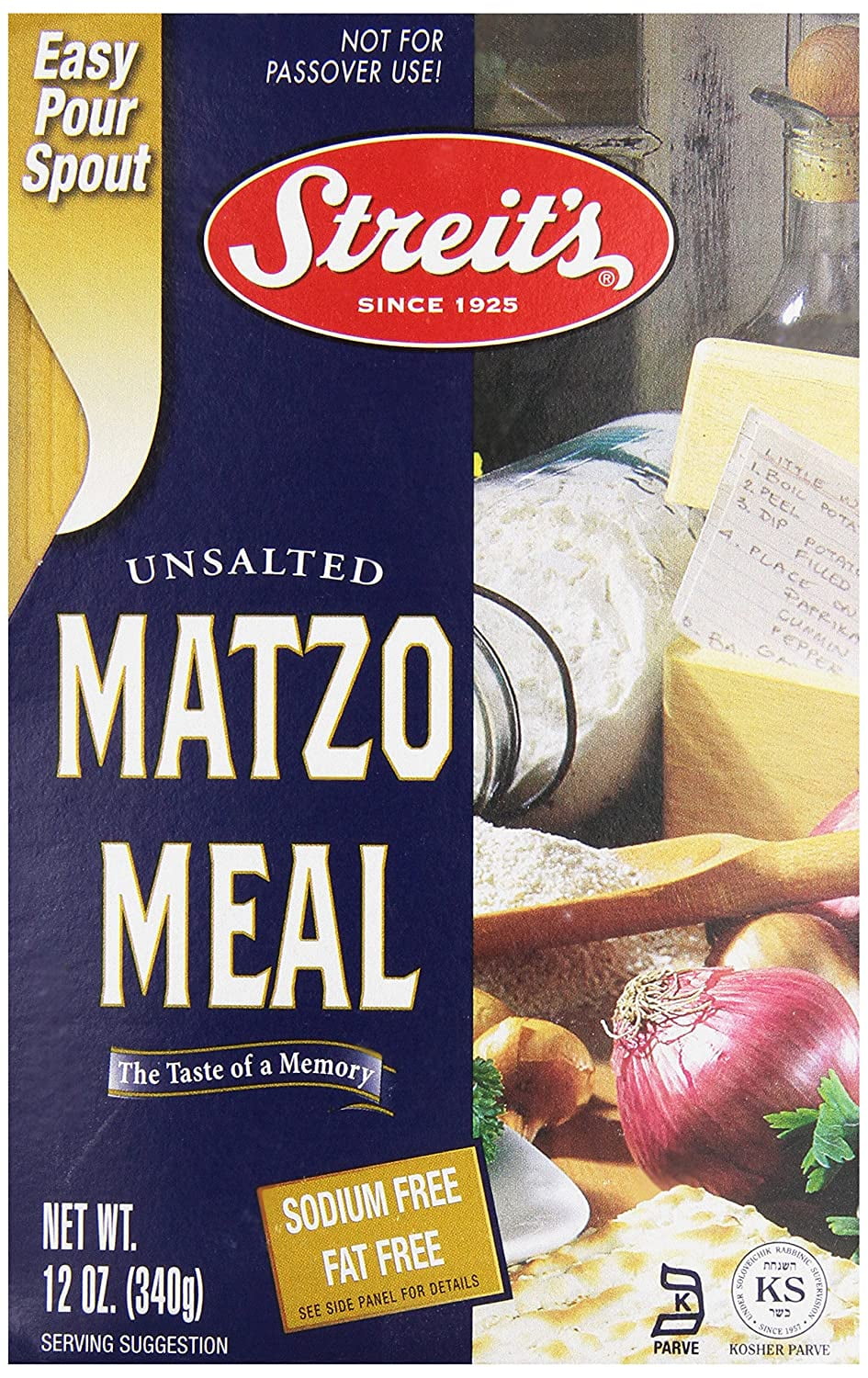 Pack of 18, Streits Unsalted Matzo Meal, 12 oz