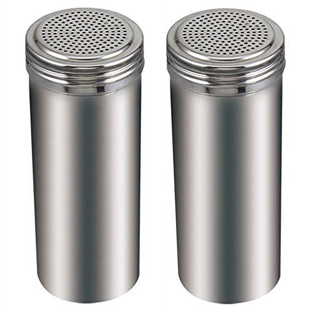 ZERUIDM Stainless Steel Salt and Pepper Shakers Set, 10 OZ Seasoning Spice  Shaker with Lid and Handle 127 Holes, Metal Dredge Shaker for Powder Sugar