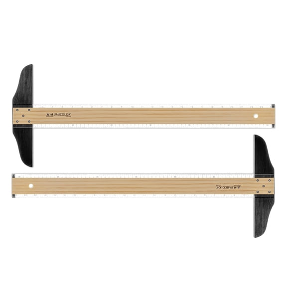 Pack of 2: 24-inch Wood T-square with Acrylic Calibrated blades for measuring by Alumicolor, 2-pack