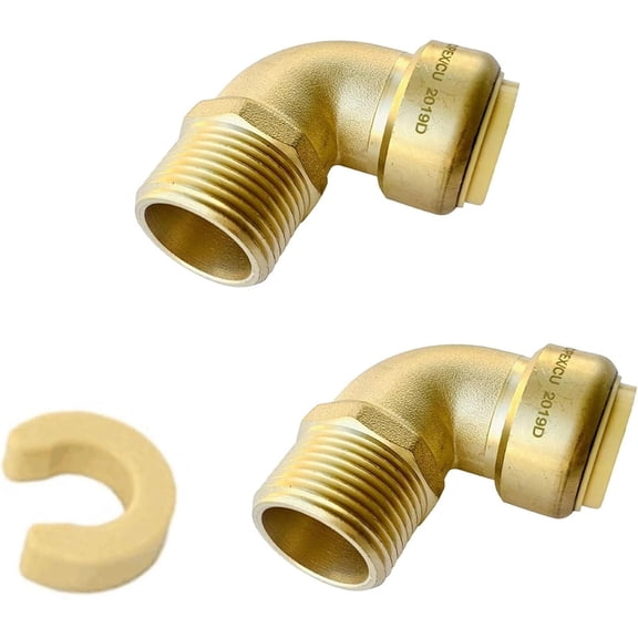 (Pack of 2) 3/4 Inch x 3/4 Inch Male Threaded NPT Elbow Push to Connect Pex Cop