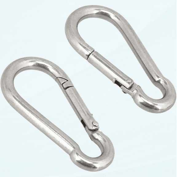 (Pack of 2) 3/8 (10 mm) Diameter, 4 Length. Galvanized Steel Carabiner Clip Snap Hook -Spring Loaded Karabiner-
