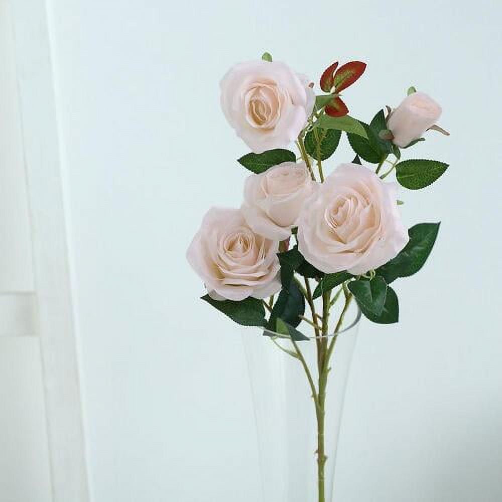 Pack of 2 33" Silk Long Stem Roses, Faux Flowers Rose Bouquet Blush