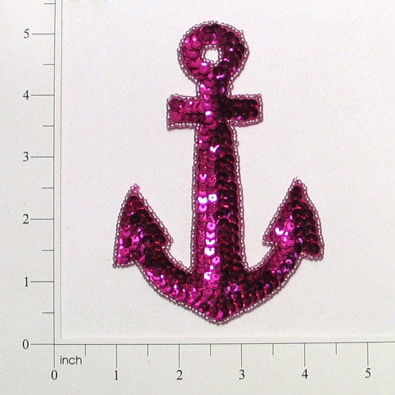 Pack of 2 4 3/4" x 3 1/4" Anchor Sequin Applique