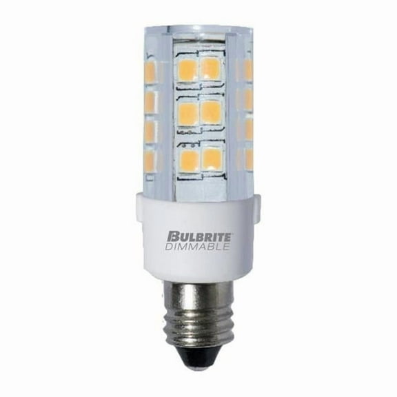 Pack of (2) 4.5 Watt 120V Dimmable Clear T4 LED Mini Light Bulbs with Mini-Candelabra (E11) Base 3000K Soft White Light 400 Lumens