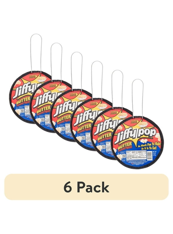 Pack of 2 (6 pack) JIFFY POP Butter Flavored Popcorn, Stovetop Popping