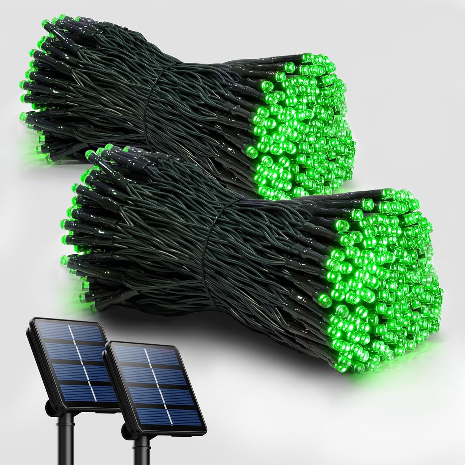 Pack of 2 64 ft 200 LED Green Outdoor Solar String lights for Garden Wedding Party Lamps
