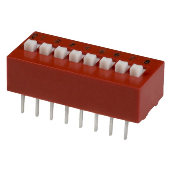 Pack of 2 78B08ST Switch DIP OFF ON SPST 8 Raised Slide 0.15A 30VDC PC Pins 2000Cycles 2.54mm Thru-Hole :RoHS