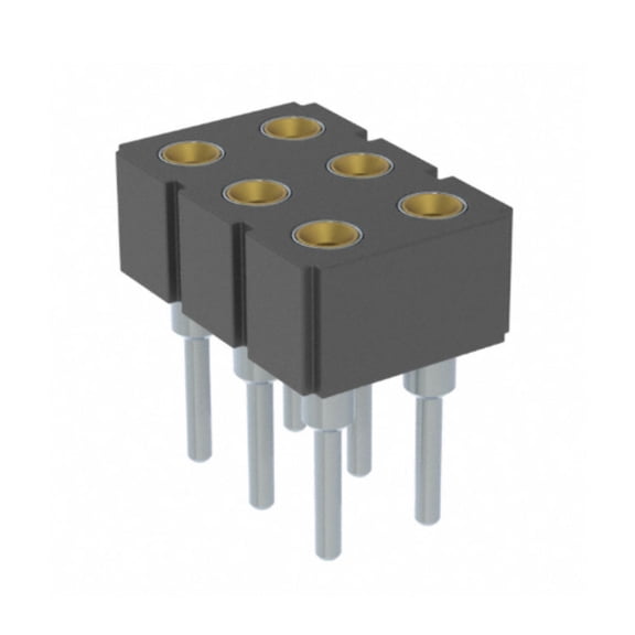 Pack of 2 803-43-006-10-002000 Connector 6 Position Receptacle Connector 0.100 (2.54mm) Through Hole Gold