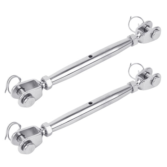 Pack of 2 Adjustable Stainless Steel Turnbuckles Suitable for Secure Fastening and High Load Applications