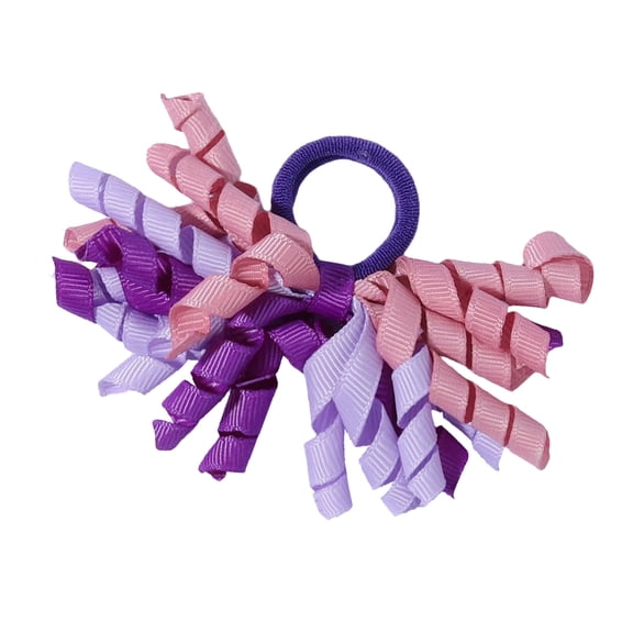 Pack of 2 Adorable Rainbow Curly Ribbon Hair Clip for Little Girls Soft Polyester Comfortable Safe Design