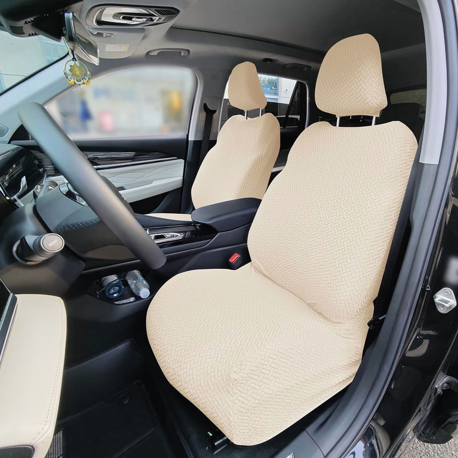(Pack of 2) All-inclusive Car Front Seat Covers, Universal Auto Front Seats Protector Fits for Car, SUV, Truck, Beige