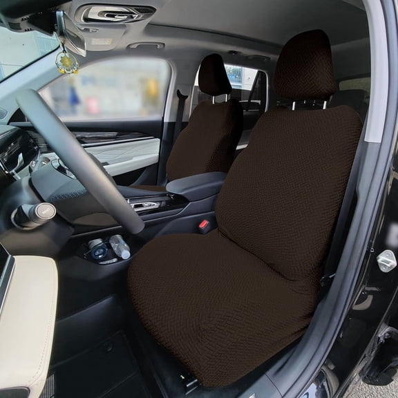 (Pack of 2) All-inclusive Car Front Seat Covers, Universal Auto Front Seats Protector Fits for Car, SUV, Truck, Brown