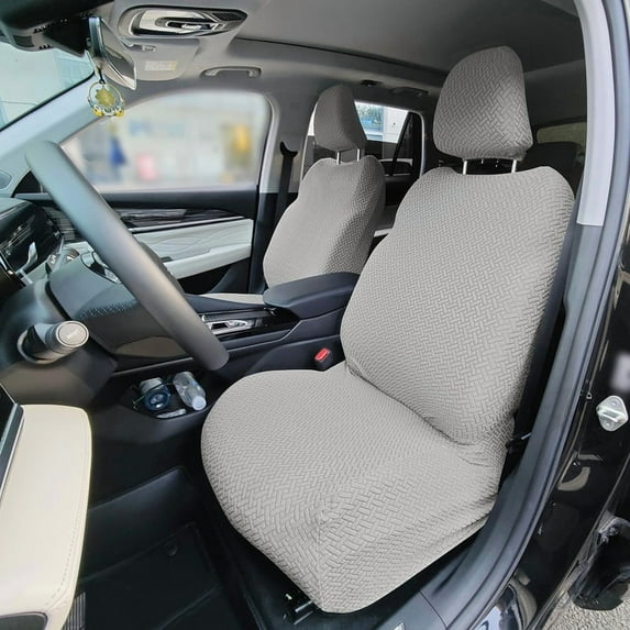 (Pack of 2) All-inclusive Car Front Seat Covers, Universal Auto Front Seats Protector Fits for Car, SUV, Truck, Light Grey