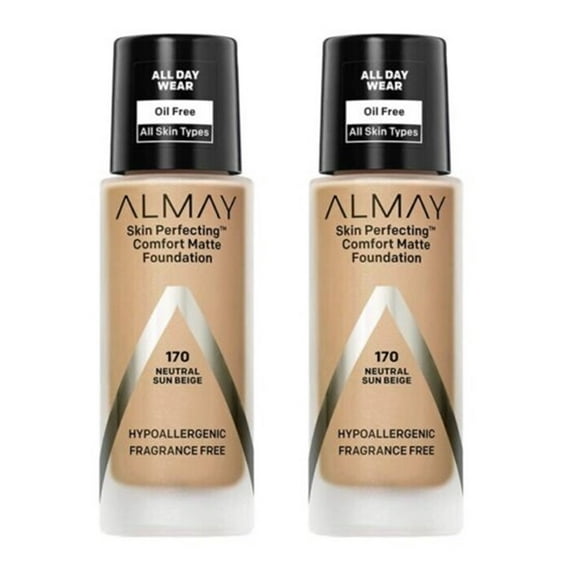 Pack of 2 Almay Skin Perfecting Comfort Matte Foundation, Neutral Sun Beige 170