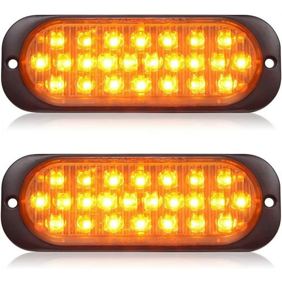 Pack of 2 Aluminum Housing Red LED Trailer Lights - 12-24V 36W Ultra-Slim Strobe Lights for Trucks, Vans & RVs, DOT Compliant(Yellow)