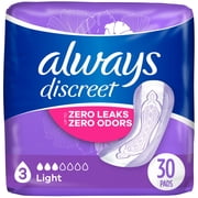 Pack of 2 Always Discreet Light Incontinence Pads, 30 ct (Package May Vary)