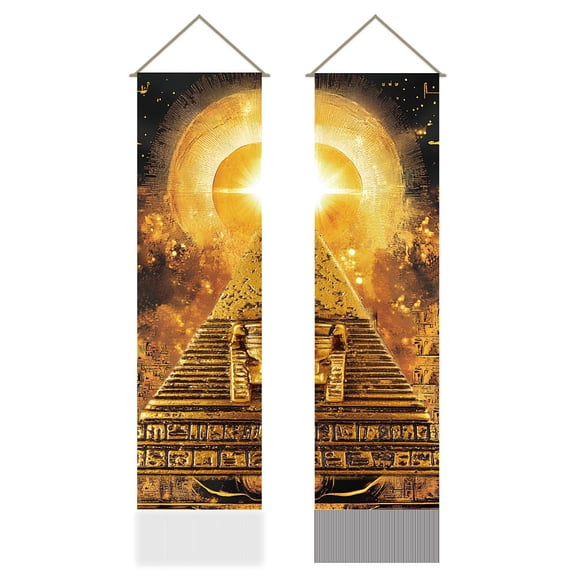 Pack of 2 Ancient Egypt Pyramid Tapestries Ancient Civilization Vertical Long Tapestry Mythology Doorway Curtain Tassel Wall Hanging