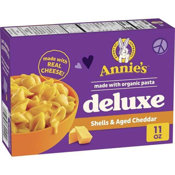 Annies Homegrown Creamy Deluxe Shells & Real Aged Cheddar Sauce Macaroni, 11 Oz, - Pack of 2